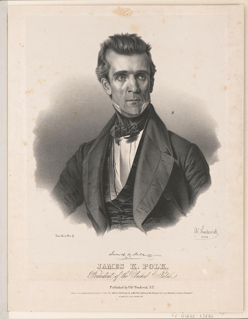 A print portrait of James K. Polk in 1845.