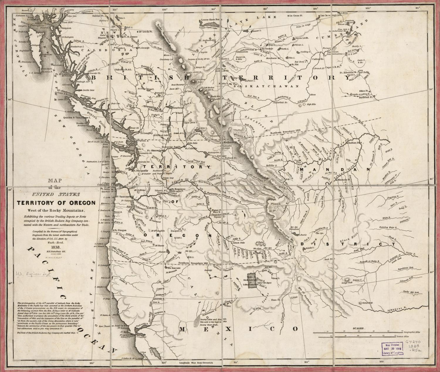 Map of Oregon Territory in 1838