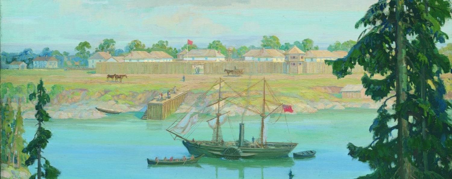 Painting showing Fort Victoria shortly before Vancouver Island became a colony.