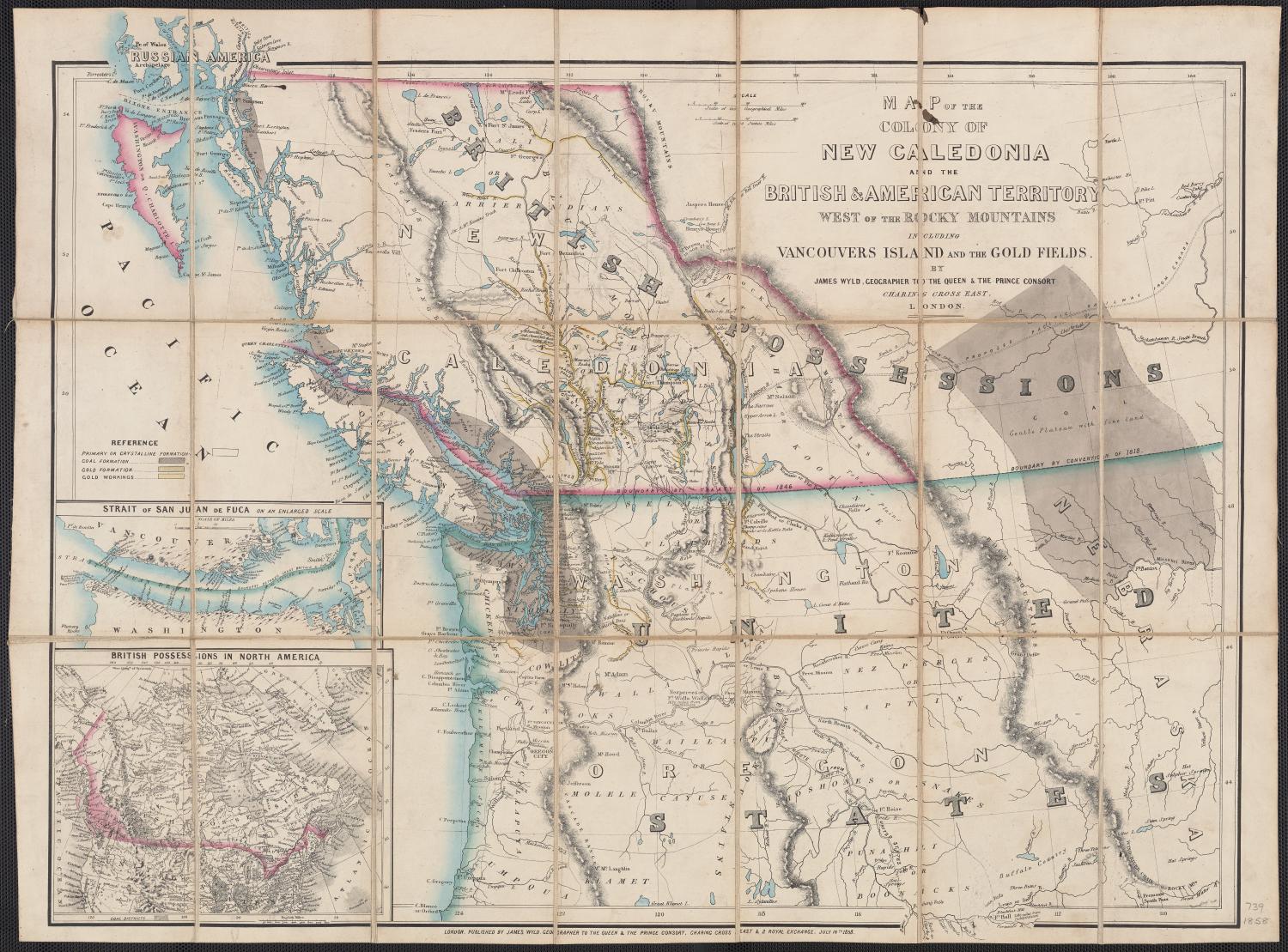 Map of New Caledonia (B.C.) in 1858.