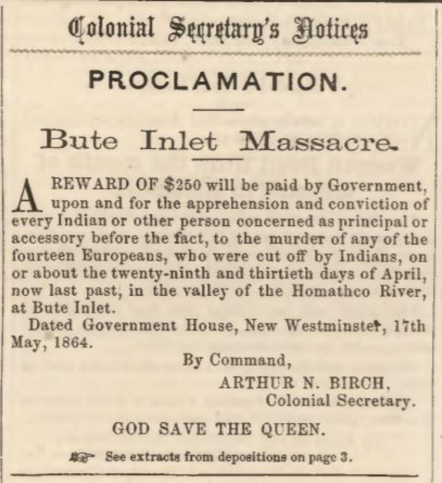 Advertisement for reward in daily newspaper