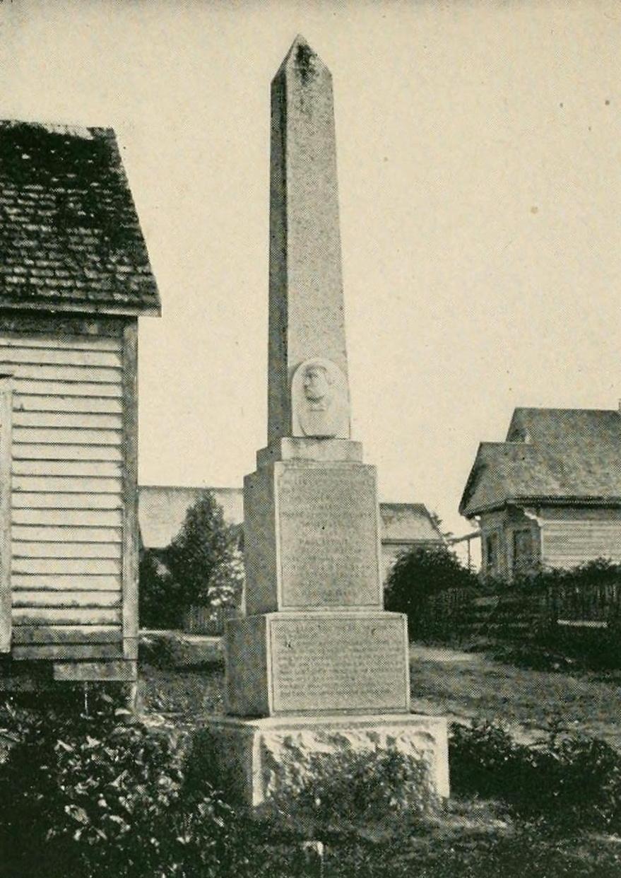  black and white photo of the monument to Paul Legaic in Lax Kw’alaams.