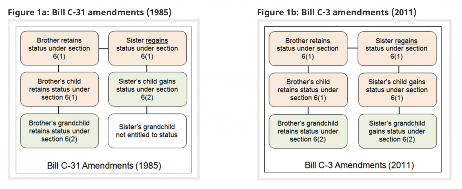 Chart about amendments to the Indian Act