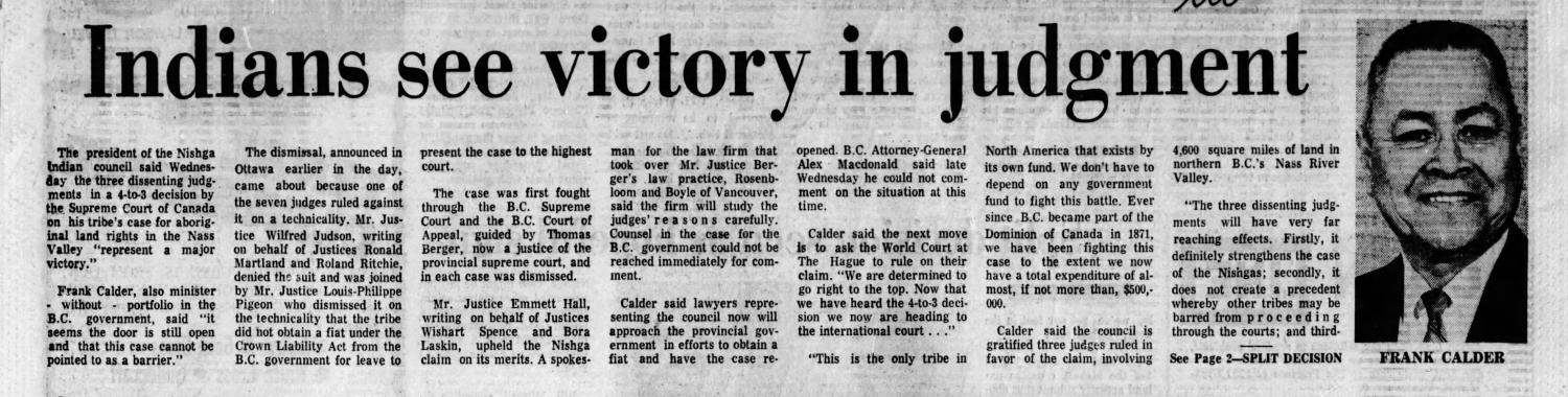 Article on Calder case decision in 1973.