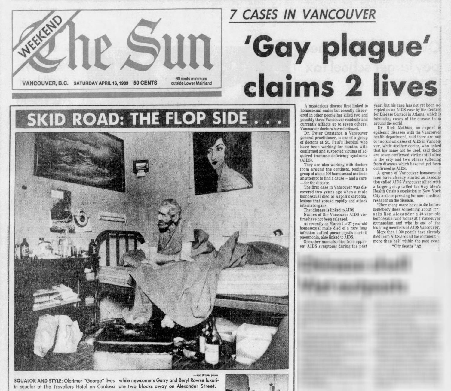 Article with headline “‘Gay plague’ claims 2 lives”