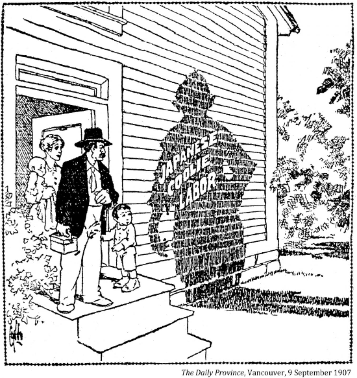 Racist cartoon published by Daily Province on September 9, 1907.