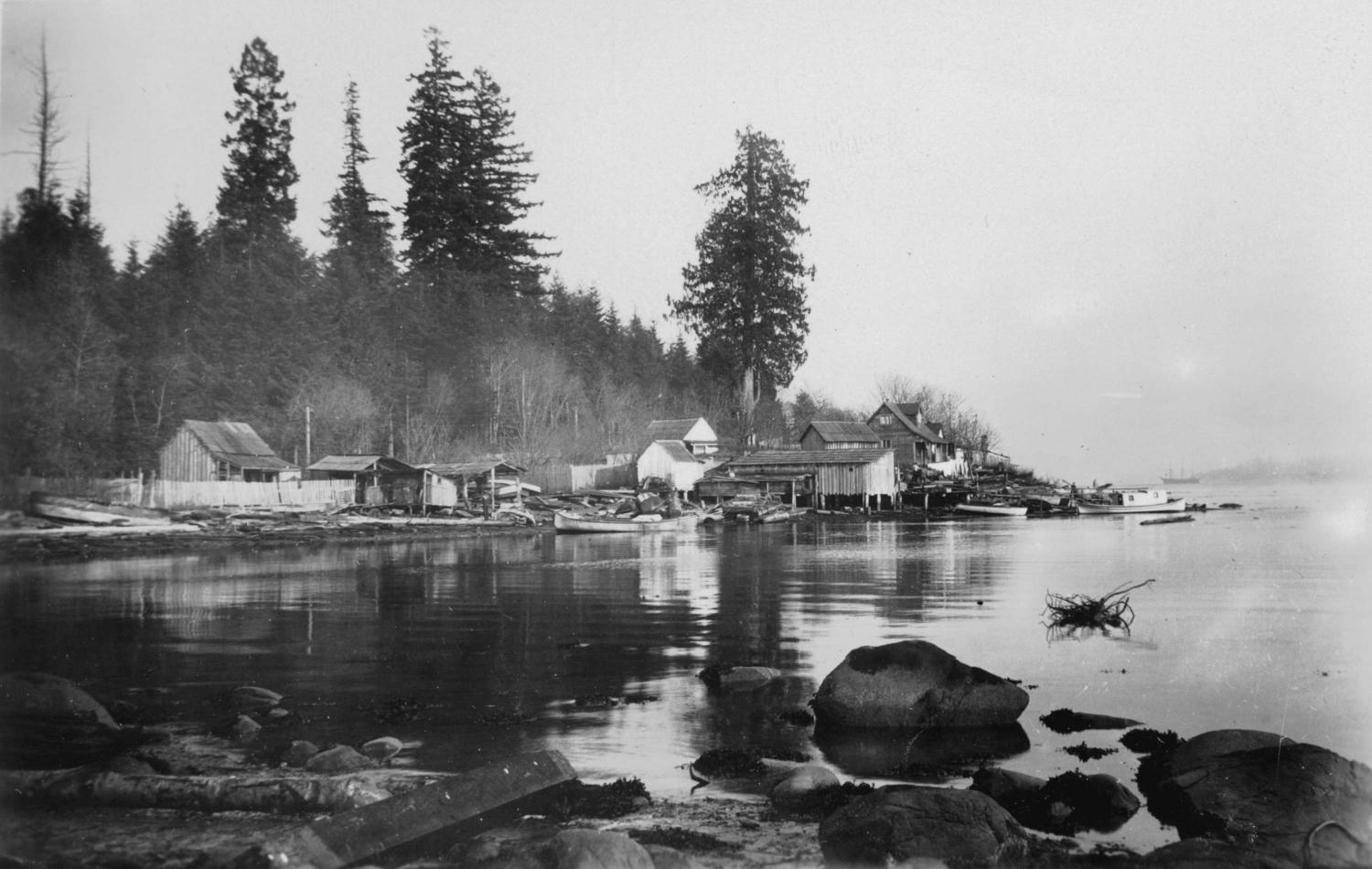 Old houses at Brockton Point in the early 20th century. 