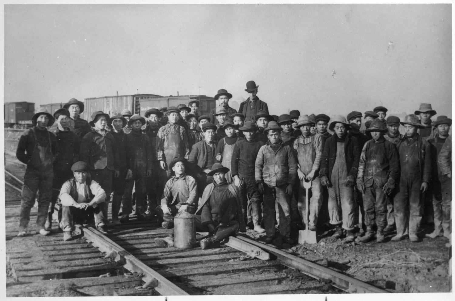Chinese railway workers along the Canadian Pacific Railway in 1884.