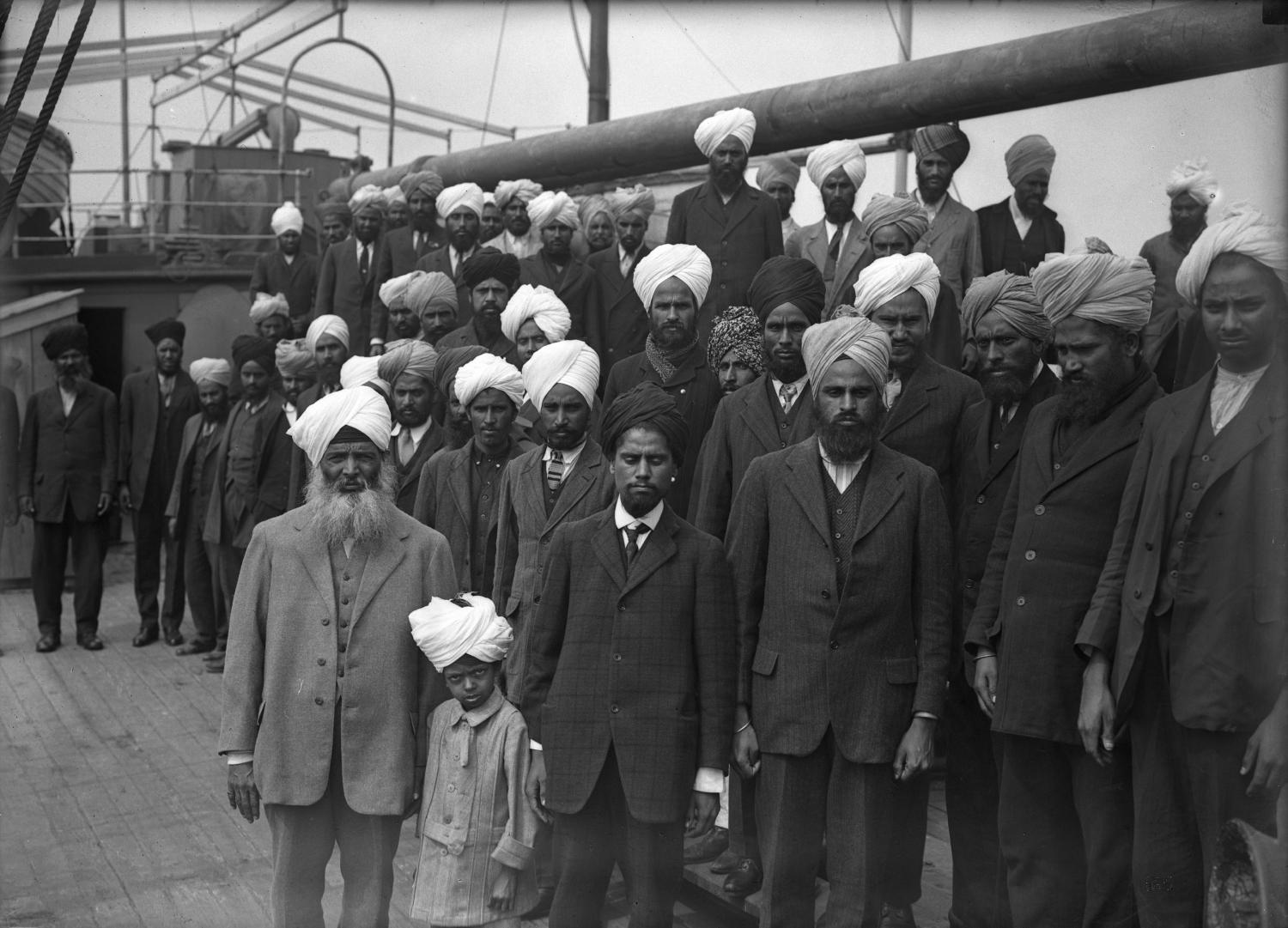Sikh men aboard Komagata Maru in 1914