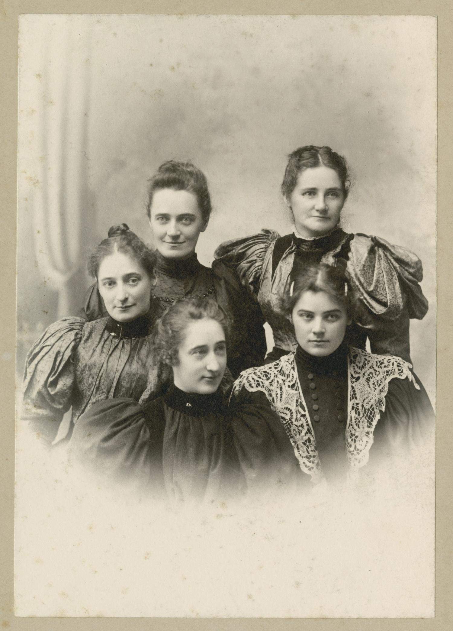 Photograph of Emily Carr and her sisters, possibly taken just prior to her departure for art studies in England, 1899.