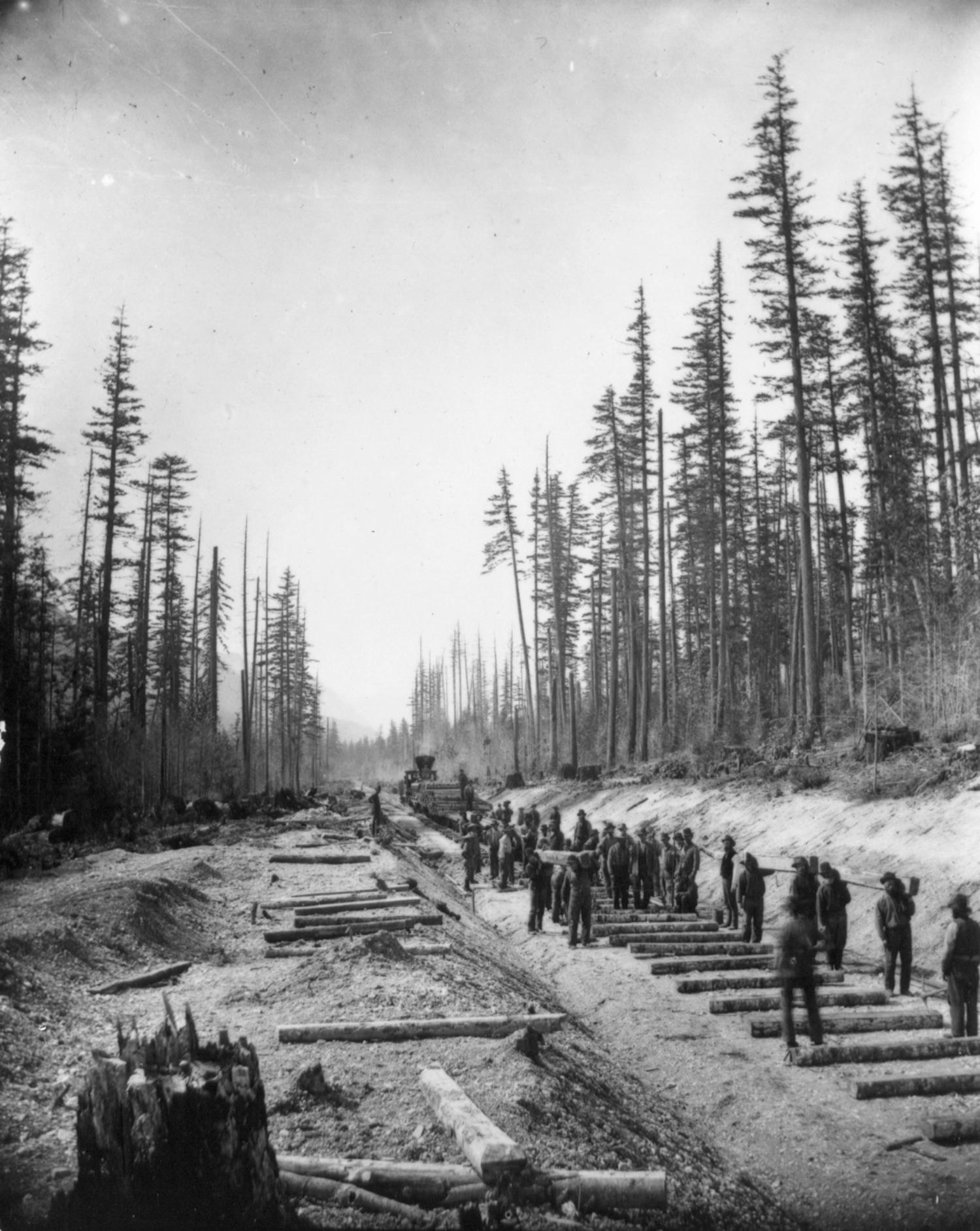 Workers building the CPR railway.