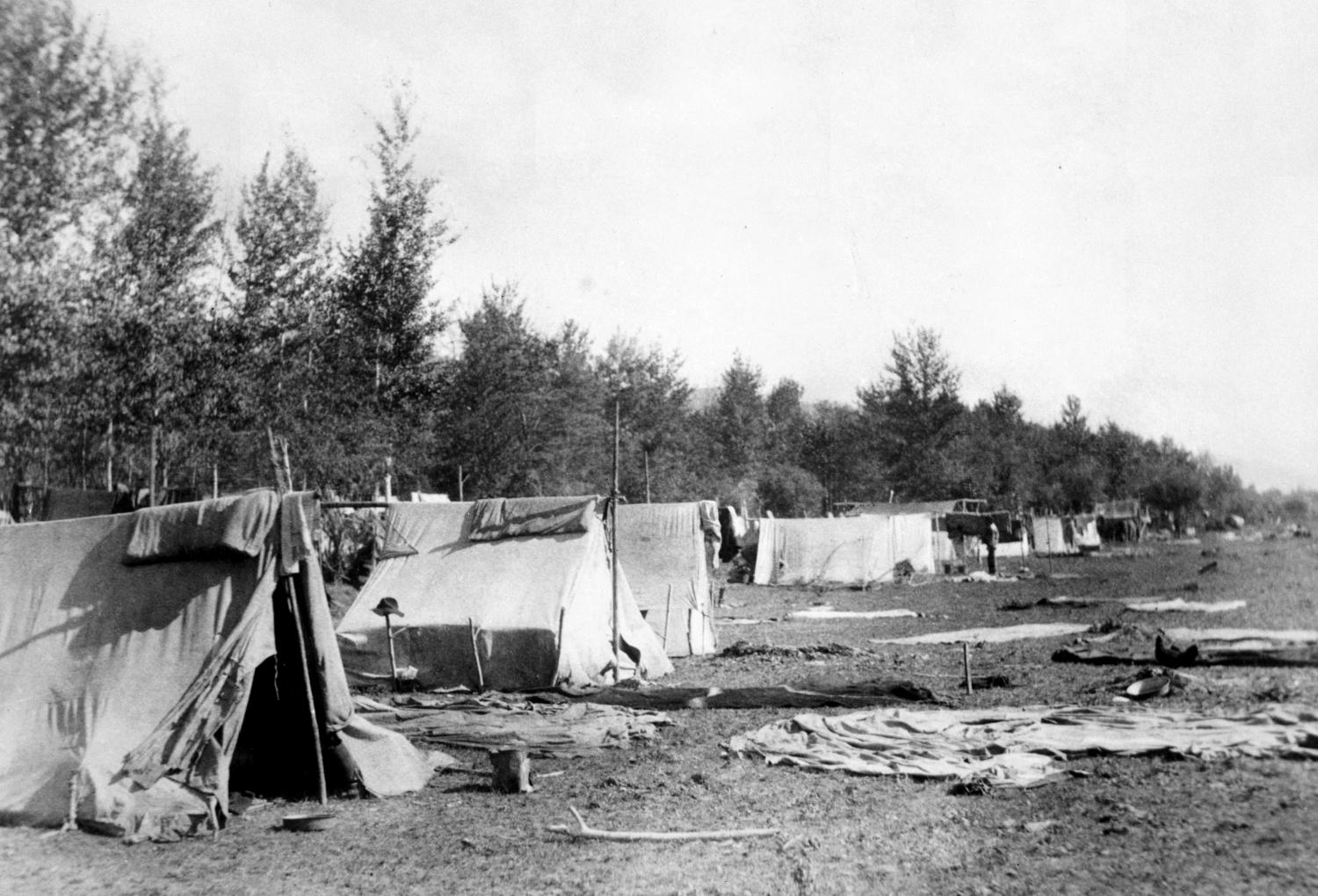 A camp for Chinese workers along the CPR