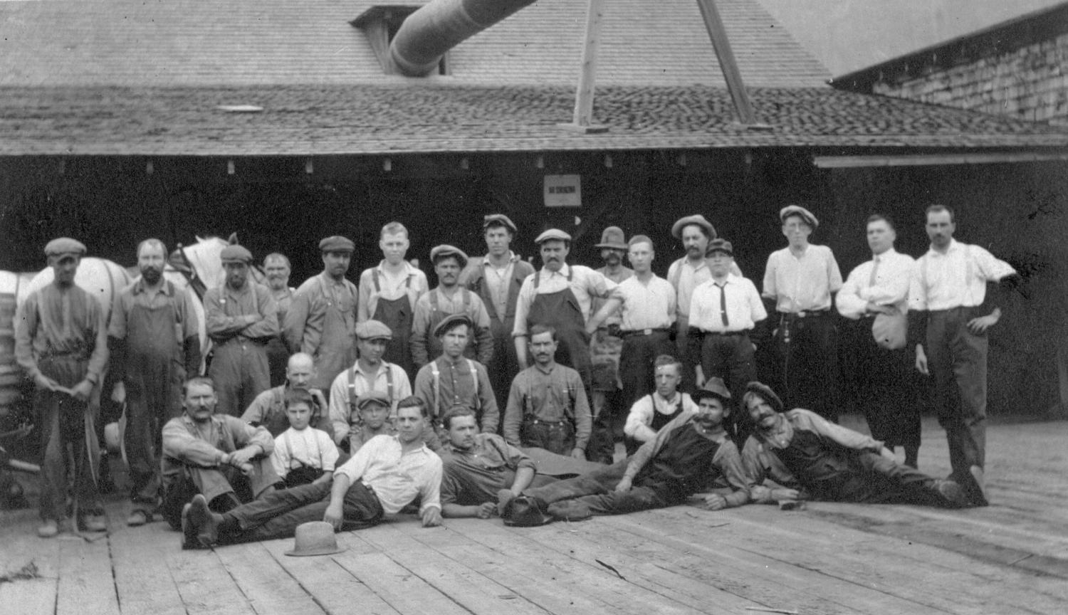 Doukhobor men at a community sawmill near Nelson.