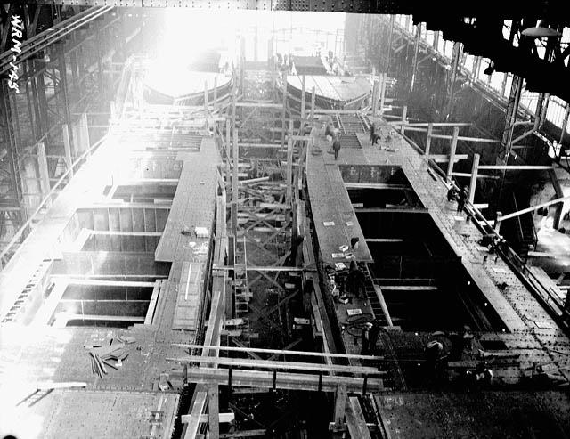 High-angle shot of ship building yard.